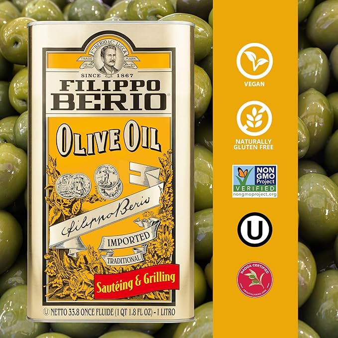 Filippo Berio Pure Olive Oil 1 Liter Tin (33.8 Ounce)