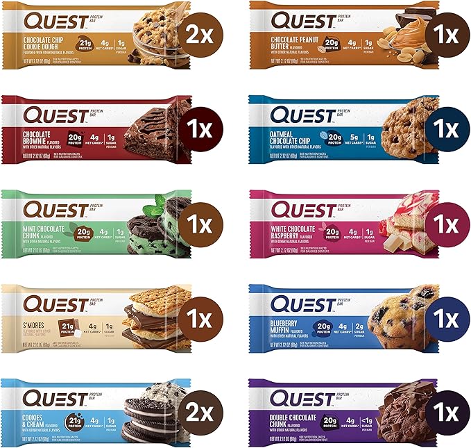 Quest Protein Bars Variety Pack with Cookies &amp Cream Mini Bars High Protein Gluten Free 12 Count &amp 14 Count