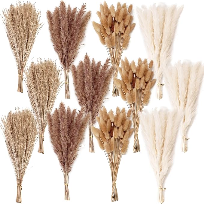 300 PCS Dried Flower Bouquet – Pampas Grass Floral Decor for Home Wedding and Boho Style | Perfect for Vases Fall Spring Summer and Winter Arrangements