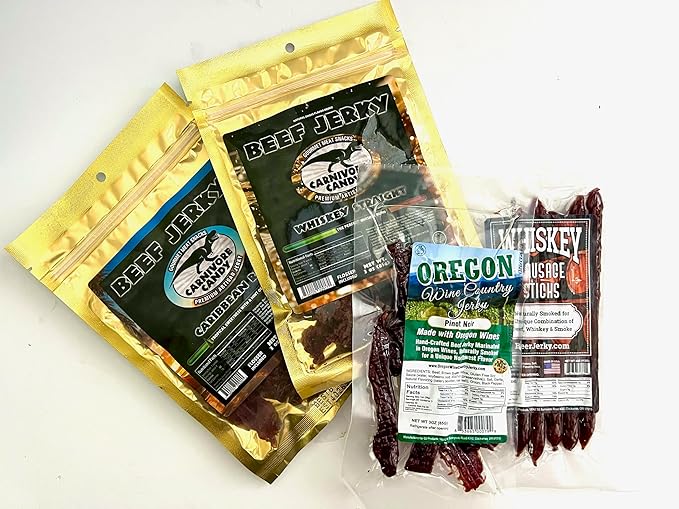 Jerky Dynasty Ammo Can Alcohol Jerky Gift Pack in a Ammo Can - Premium Whole Pieces &amp Sticks for Camping Hiking Fishing Hunting and Apocalypse Prepping - Long Shelf Life