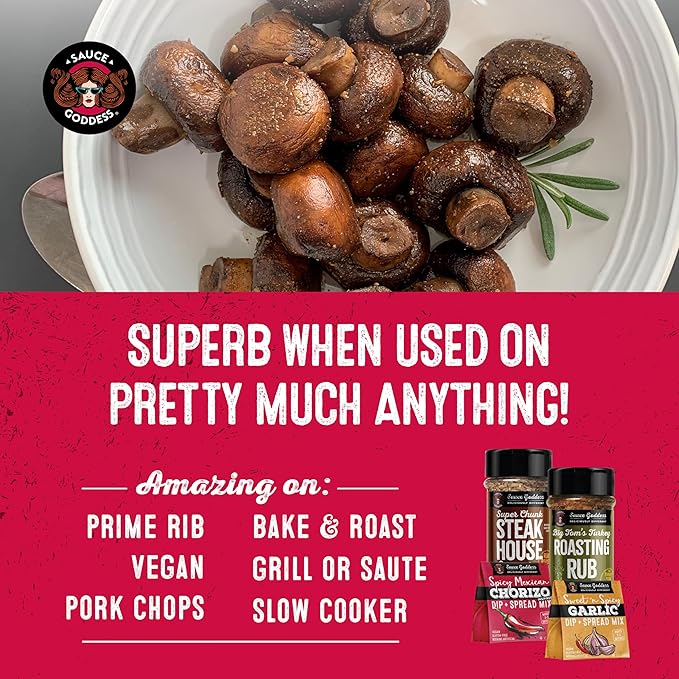 Sauce Goddess - Shaker Duo Deals (Duo #3) - Super Chunk Steak House Big Tom's Turkey Rub Spicy Mexican Chorizo &amp Sweet n’ Spicy Garlic Vegan Dips