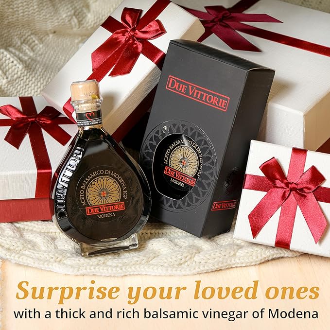 Due Vittorie Oro Gold Barrel Aged Balsamic Vinegar of Modena IGP - Special Edition in Glass Decanter Traditional Aged Balsamic Vinegar from Italy - 8.45 fl oz (250 ml)