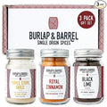Burlap &amp Barrel 3-Pack Spice Gift Set – 3 Full-Size Jars of Favorite Spices for the Curious Cook – Includes Cinnamon Garlic &amp Lime Seasonings - As Seen On Shark Tank