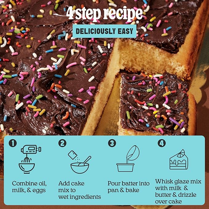 Cravings by Chrissy Teigen Vanilla Birthday Cake &amp Cupcake Mix - Includes Milk Chocolate Frosting &amp Sprinkles - Easy Yellow Cake &amp Cupcake Mix (Pack of 3)