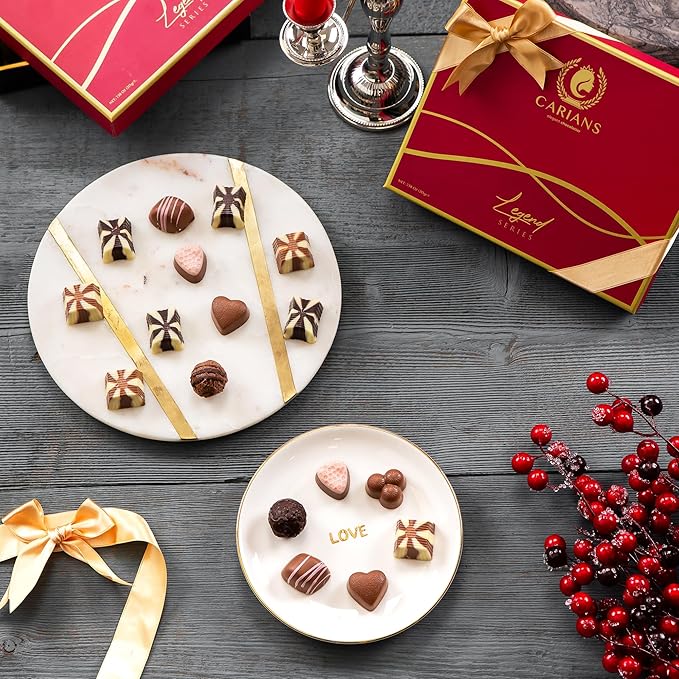 CARIANS Chocolatier Assorted Gourmet Chocolate Gift Box Dark Milk White Chocolates Truffles Treats for Thank you Great for Gift Giving and Anniversary 17 Pc