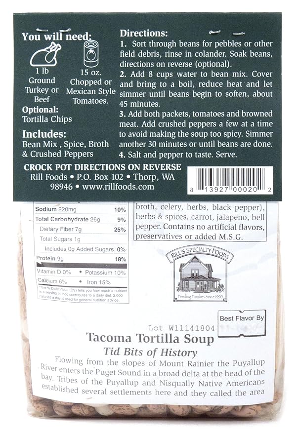 Rill Foods Tacoma Tortilla Bean Soup Mix 16 oz each (2-Pack)