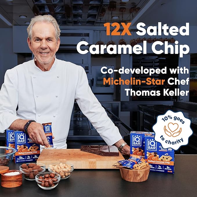 IQMIX &amp IQBAR x Chef Thomas Keller - Brain &amp Body Hydration + Protein Bar Bundle - Yuzu Mango + Salted Caramel Chip - Electrolyte Drink Mix (20ct) + Vegan Protein Bars (12ct)