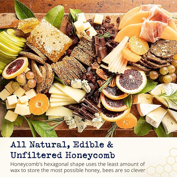 Savannah Bee Company Pure Raw Acacia Honeycomb - All Natural Unfiltered Honeycomb (12 Ounce Hexjar)