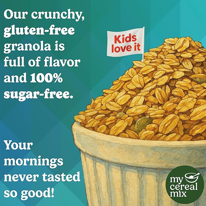 MyCerealMix Sugar Free Granola Cinnamon Pecan 6-Pack Bulk 144oz – Keto High Fiber Diabetic Cereal Plant-Based Gluten Free Snack Monk Fruit No Stevia or Erythritol Bulk Value Healthy Breakfast