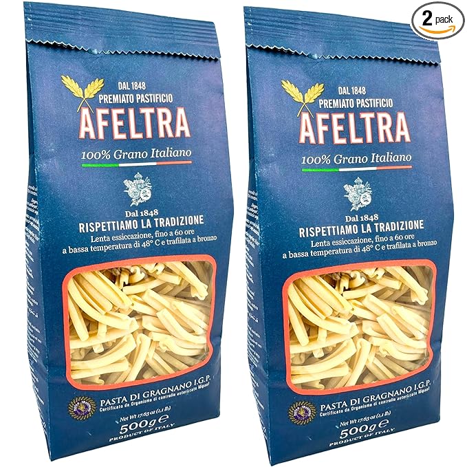 Afeltra Casarecce Pasta from Italy 17.6 oz. (500g)(Pack of 2) Casareccia - Pasta di Gragnano IGP - Authentic Italian - Noodles from Durum Wheat Semolina - Gourmet Artisan