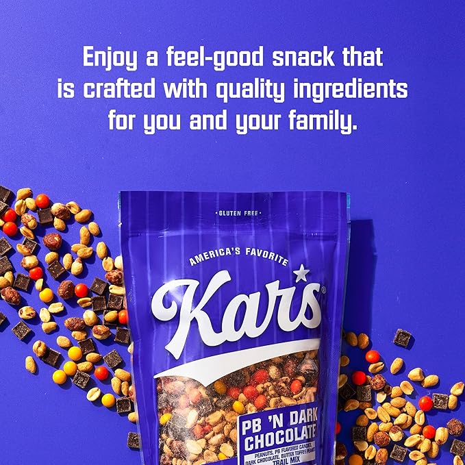 Kar’s Nuts Peanut Butter ‘N Dark Chocolate Trail Mix 2 oz Grab &amp Go Bags Individual Snack Packs (Pack of 72) Gluten-Free Trail Mix Snacks