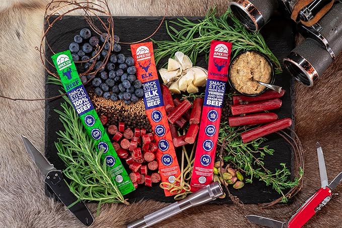 Apex Wild Game Gluten Free Keto Paleo Grass Fed Beef Zero Sugar Jerky Meat Snack Stick 1oz 12-Pack Grass Fed Beef