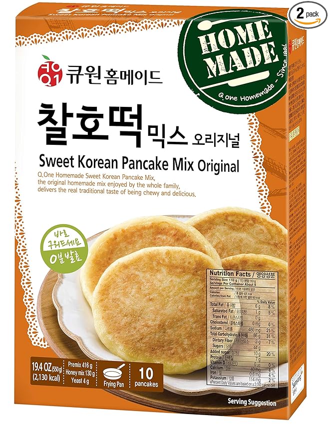 Q.one Sweet Korean Pancake Mix Original 2 Pack 큐원 홈메이드 찰호떡 믹스 오리지널