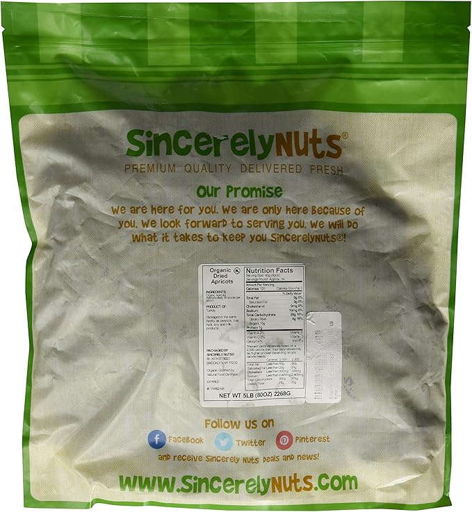 Bulk Dried Fruit 100% Organic Apricot Halves Unsulphured - 5 lb