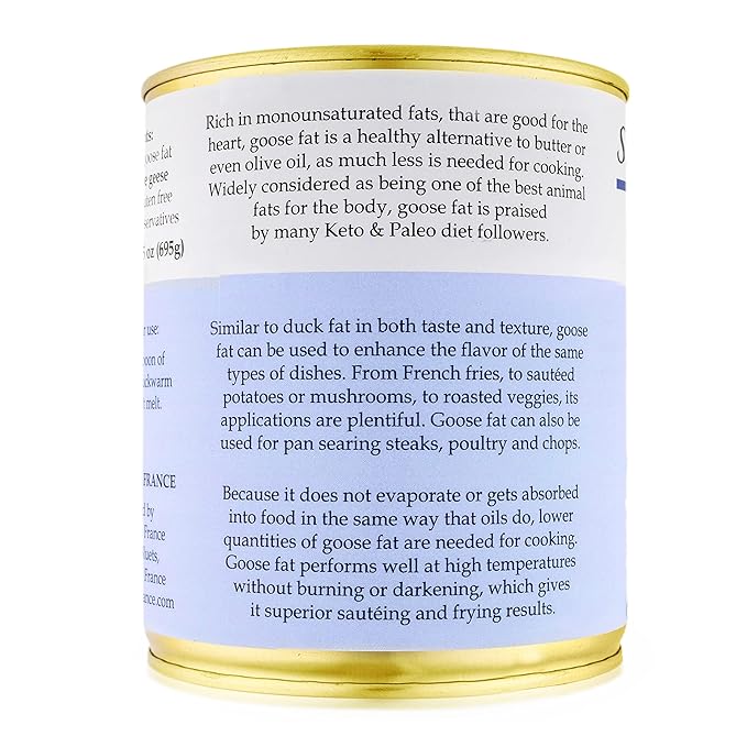 Straight from France Genuinely French All Natural Pure Goose Fat for Cooking from Southwest France Keto and Paleo Diet Friendly Can 695g 24.5 Oz (Pack of 2)