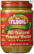 Teddie Smooth All Natural Peanut Butter with Flaxseed (Pack of 4)