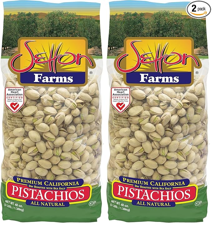 Setton Farms Premium PistachiosDry Roasted with Sea Salt3lb Bag (48 oz)(Pack of 2)