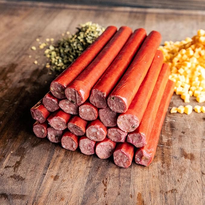 Bearded Butchers Jalapeno Cheddar Beef Sticks 3.5oz Pack of 12 – Gluten-Free No MSG 16g of Protein Per Pack – Bold Jalapeno and Cheddar Flavor – High-Protein Ready-to-Eat Snack for Hiking Travel