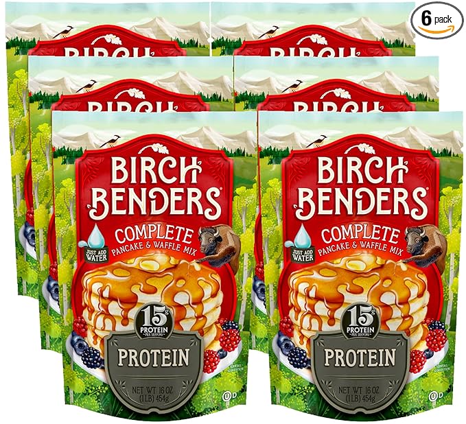 Performance Protein Pancake and Waffle Mix with Whey Protein by Birch Benders 15 Grams Protein Per Serving 1 Pound (Pack of 6)