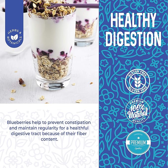 Herbaila Whole Dried Blueberries No Sugar Added Bulk Dehydrated Dried Unsweetened Blueberries All Natural Non-GMO 1 Pound. - 16 oz.
