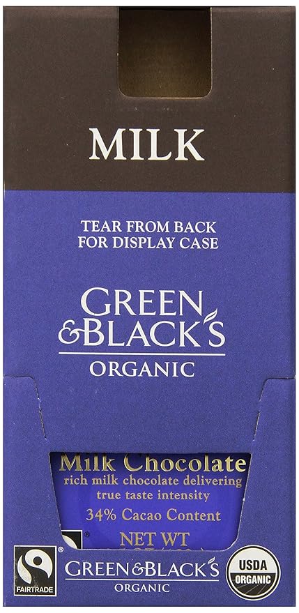 Green &amp Black's Organic Milk Chocolate 34% Cacao 3.5 Ounce Bars10 count