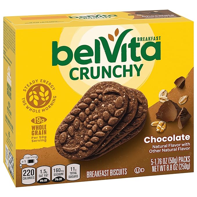 belVita Breakfast Bars Biscuits Chocolate 30 Total Packs 6 Boxes (4 Biscuits Per Pack)