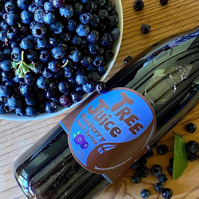 Tree Juice Blueberry Maple Syrup | 100% Pure Grade A Maple Syrup | All Natural Non GMO Vegan Gluten Free Vegetarian Paleo | 12 Ounce Bottle
