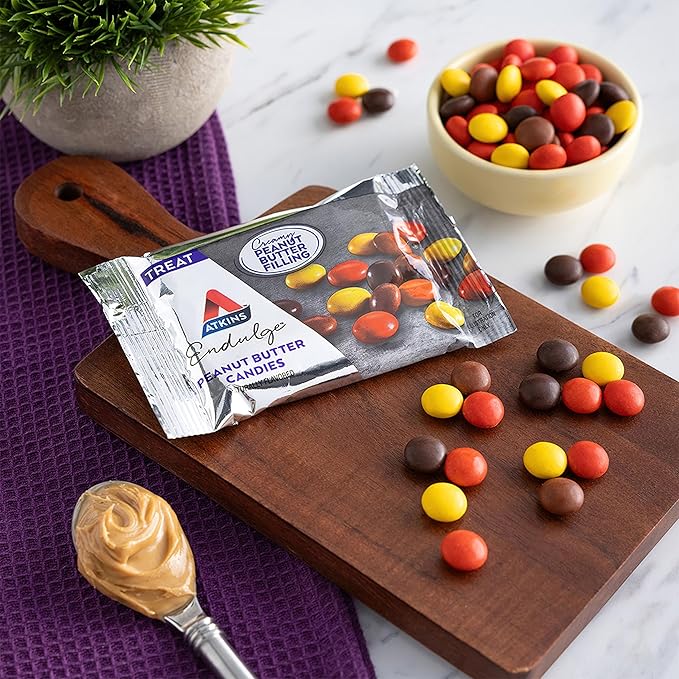 Atkins Endulge Treat Peanut Butter Candies 2g Net Carbs 2g Sugar Creamy Peanut Butter Filling Low Carb Low Sugar 4 Packs (5 Count Each)