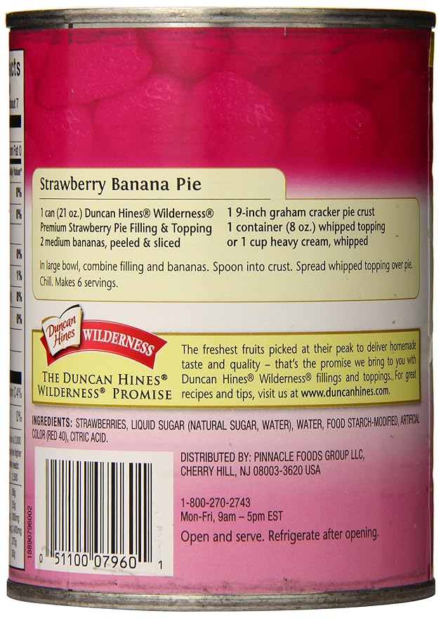 Duncan Hines Wilderness More Fruit Strawberry Pie Filling and Topping 21 oz. (Pack of 8)