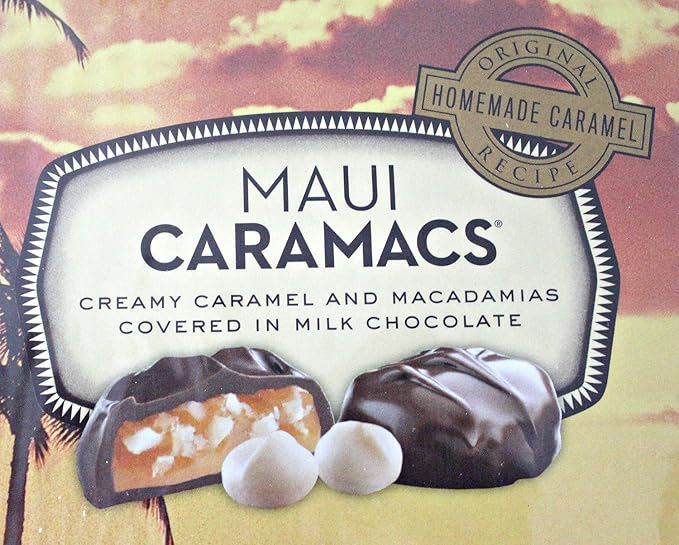 Hawaiian Host Maui Caramacs Creamy Caramel and Macadamias Covered in Milk Chocolate. (2 (6 oz) Boxes)