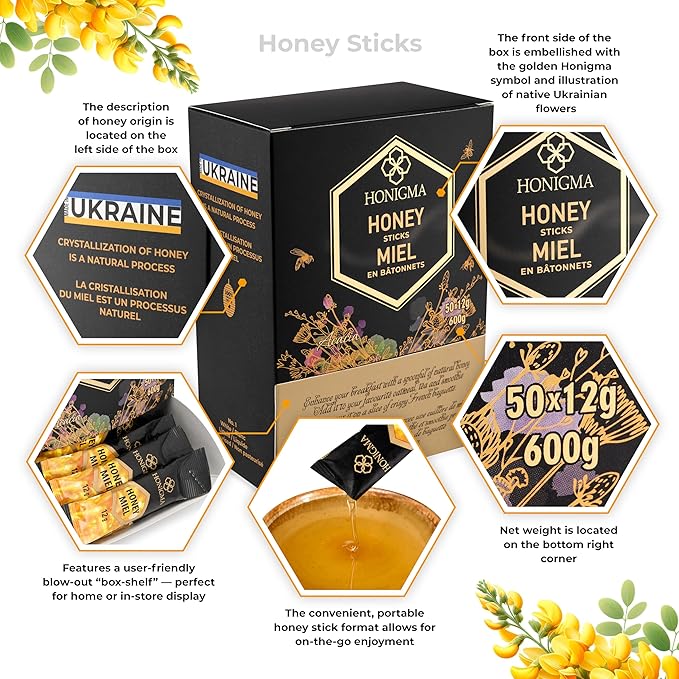 Honigma Honey Collection | Pure &amp Exquisite | Sustainably Sourced from Ukraine | Pack of 6