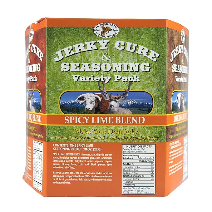 Hi Mountain Jerky Seasoning and Cure Kit | VARIETY PACK #3 | 5 Delicious Flavors: Original Hunters Blend Bourbon BBQ Jalapeno Spicy Lime | Make Beef Jerky at Home | Beef Deer Elk &amp Venison