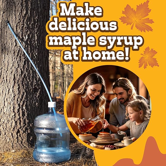 Deluxe Maple Syrup Tree Tapping &amp Sugaring Starter Kit - 20 Sap Taps &amp 20 ft Extra Long Food-Grade Tubing Drop Lines - Complete Winter Gift Set for Experts or Beginners- Includes Spiles and Tu