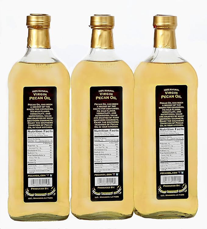 Kinloch Plantation Products Pecan Oil Three (3) 1000 ML Bottles