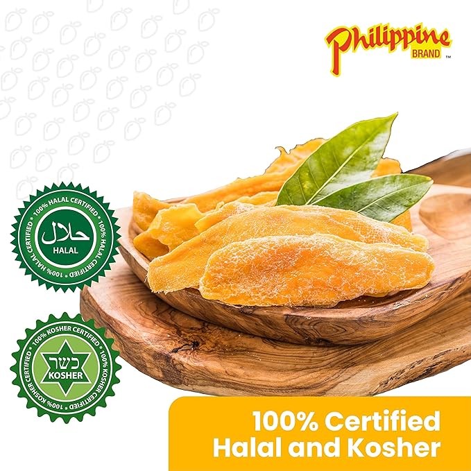 Philippine Brand Dried Mangoes Fruit Snacks- All Naturally Gluten Free Vegan Hand-Selected Delicious Fresh Mangos from Philippines Grab and Go Perfect for Office &amp School Food (.7oz (48 pack))