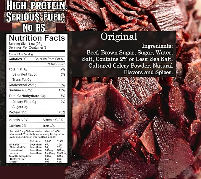 JailHouse Beef Jerky Original | High-Protein Snacks for adults Gluten-Free Jerky Fuel for Active Lifestyles | Uncut Mob Taste | Your Poker Table Carnivore Snax | The Perfect Gourmet Gift for Men