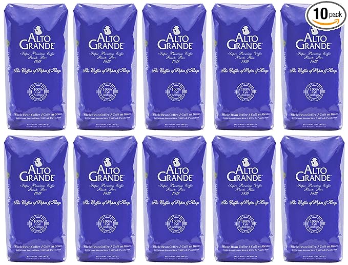 Alto Grande Super Premium Coffee Whole Bean 2 Pound Bag (Pack of 10)