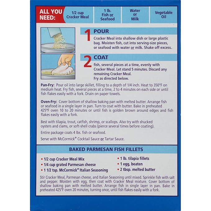McCormick Golden Dipt Cracker Meal Seafood Fry Mix 10 oz (Pack of 8)