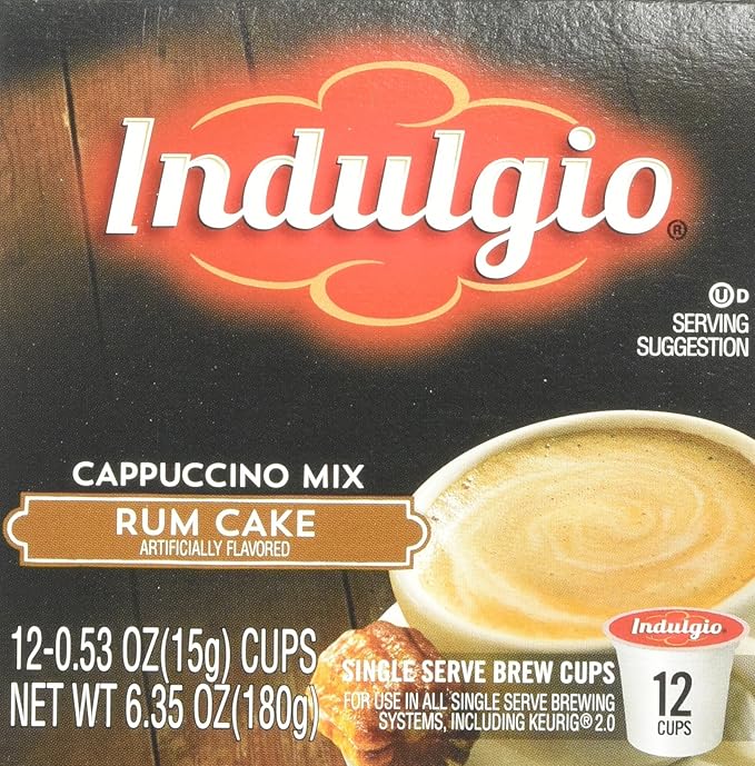 Indulgio Cappuccino for K-Cup Brewers Rum Cake 12 Count (Pack of 6)
