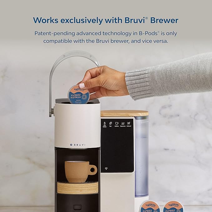 Wonderland Coffee | Euphoria Espresso B-Pods | Only Compatible with Bruvi Single-Serve Coffee Brewer | Includes 60 Pods