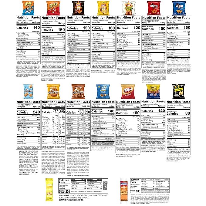 Frito-Lay Ultimate Classic Snacks Package Variety Assortment of Chips Cookies Crackers &amp Nuts 0.56 ounces (Pack of 40) (Packaging May Vary)