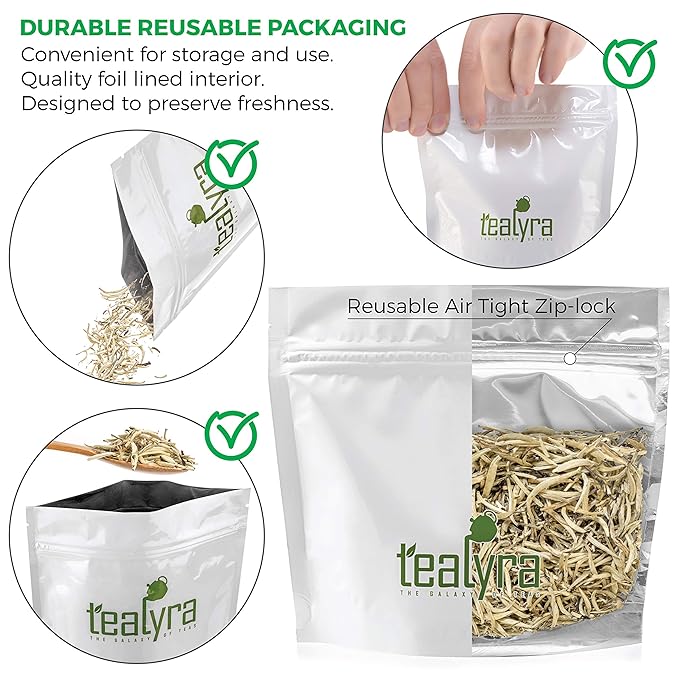 Tealyra - Imperial Yunnan Silver Needle - White Loose Leaf Tea - Top Chinese White Tea - Caffeine Level Low - 200g (7-ounce)