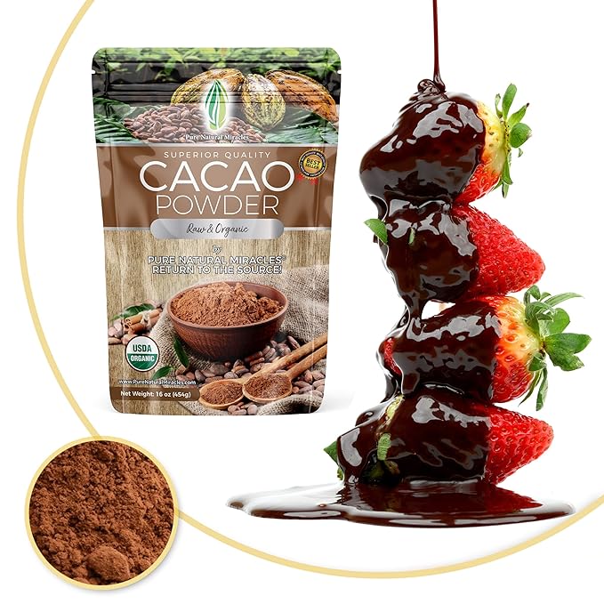 PNM Cacao Powder Organic Raw Unsweetened Cocoa (4 Pack 16 Oz)