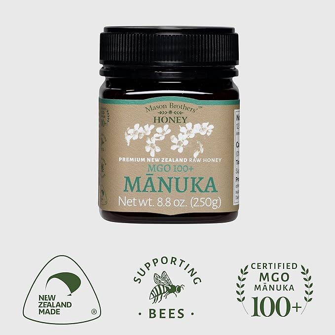 Mason Brothers' Raw Manuka Honey | 3x 8.8oz | MGO 100+ / MGO 263+ MGO Certified New Zealand Honey Bundle