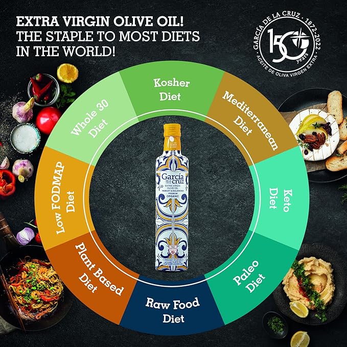 GARCÍA DE LA CRUZ - Organic Extra Virgin Olive Oil Master Miller Premium Oil Almond and Tomato Tones Smooth Body Sourced in Spain Montes de Toledo Glass Bottle - 500 ml