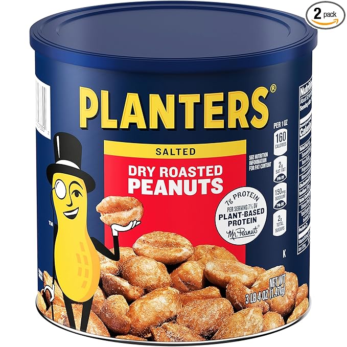 Planters Dry Roasted Peanuts 52 oz Canister (Pack of 2)