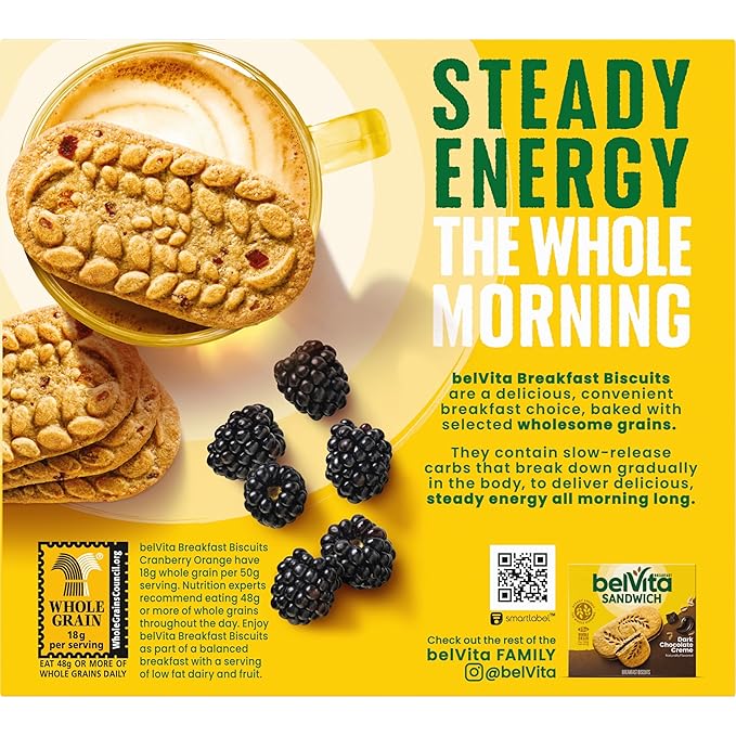belVita Breakfast Bars Biscuits Cranberry Orange 30 Total Packs 6 Boxes (4 Biscuits Per Pack) (Pack of 2)