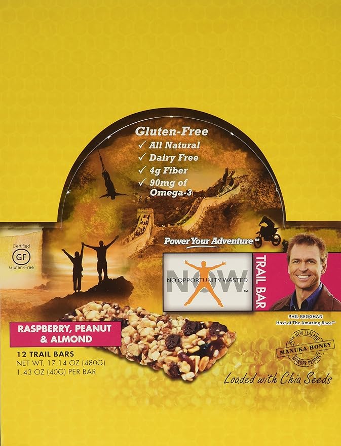Nutrition Trail Bars Raspberry Peanut and Almond 12 Count 1.43 Ounce