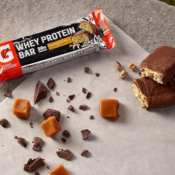 Gatorade Whey Protein Recover Bars Chocolate Caramel 2.8 ounce bars (12 Count)