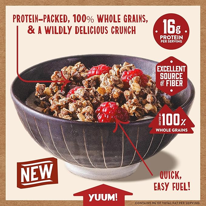 Kodiak Cakes Granola Pouch Chocolate High Protein 100% Whole Grains (Pack of 5 pouches)